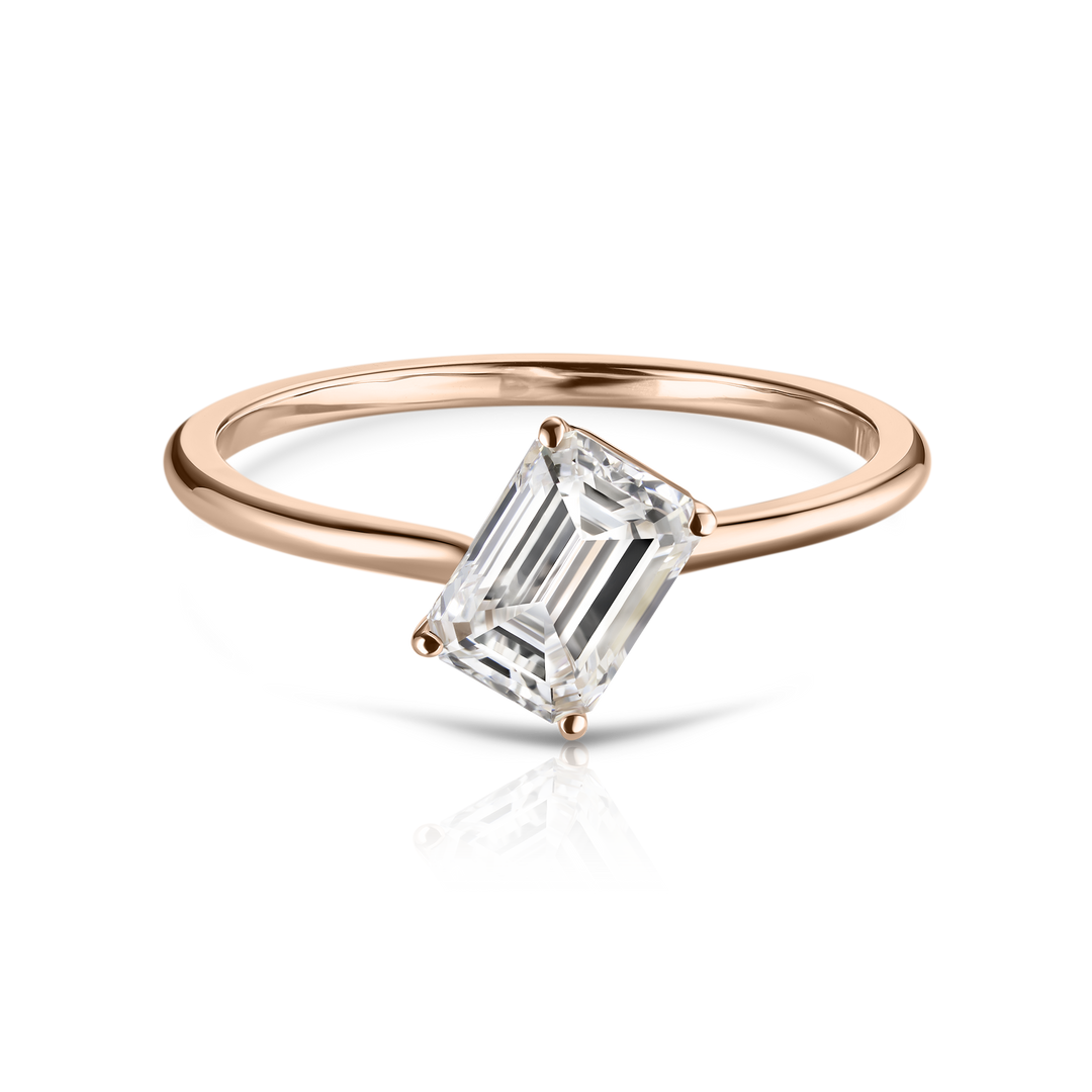 Floating Emerald Cut Diamond Ring