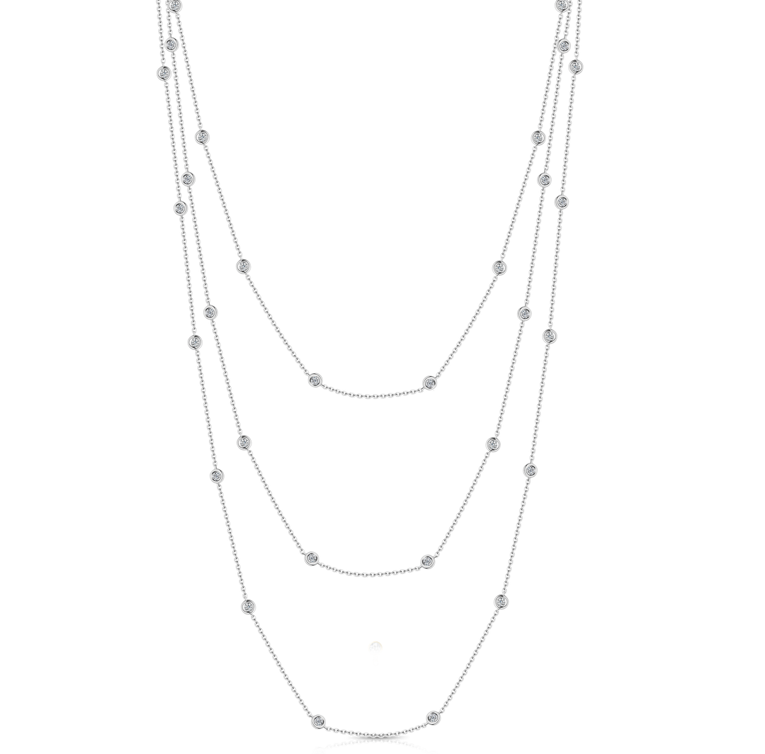 Three Tier Diamond Chain Necklace