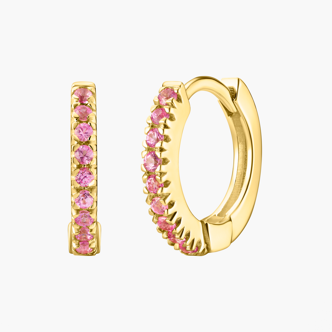 Mini Pink Sapphire Huggie Hoops