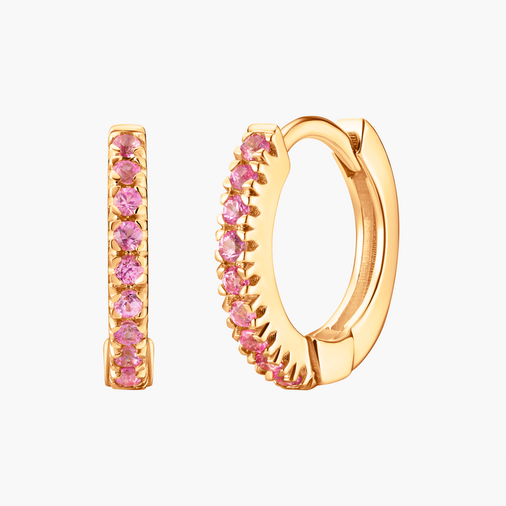 Mini Pink Sapphire Huggie Hoops
