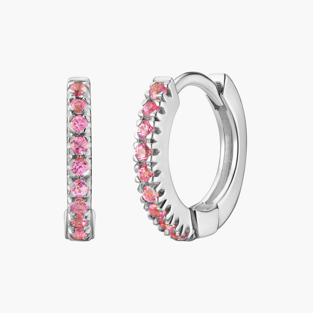 Mini Pink Sapphire Huggie Hoops