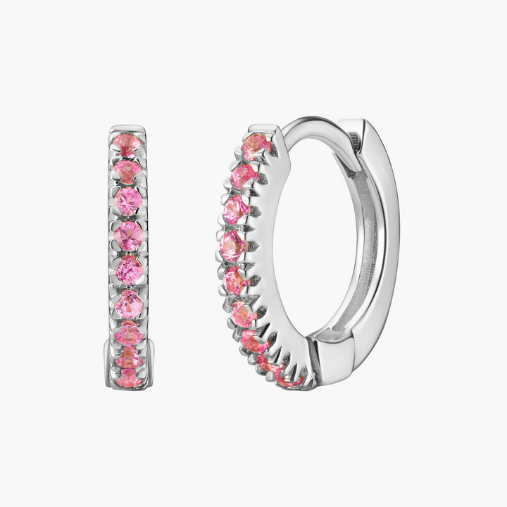 Mini Pink Sapphire Huggie Hoops