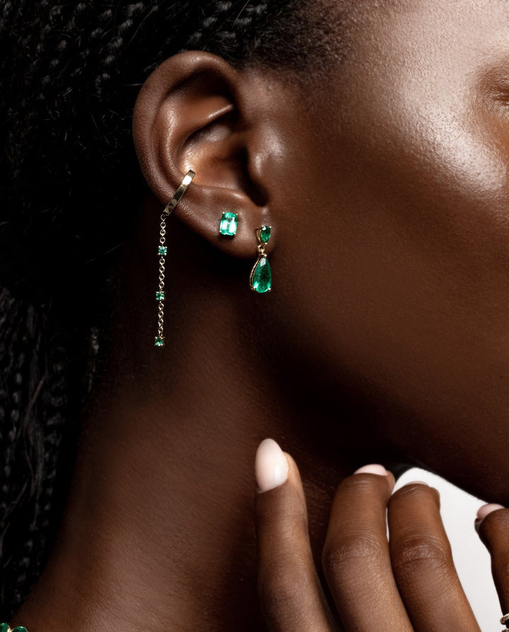 Emerald Chain Ear Cuff