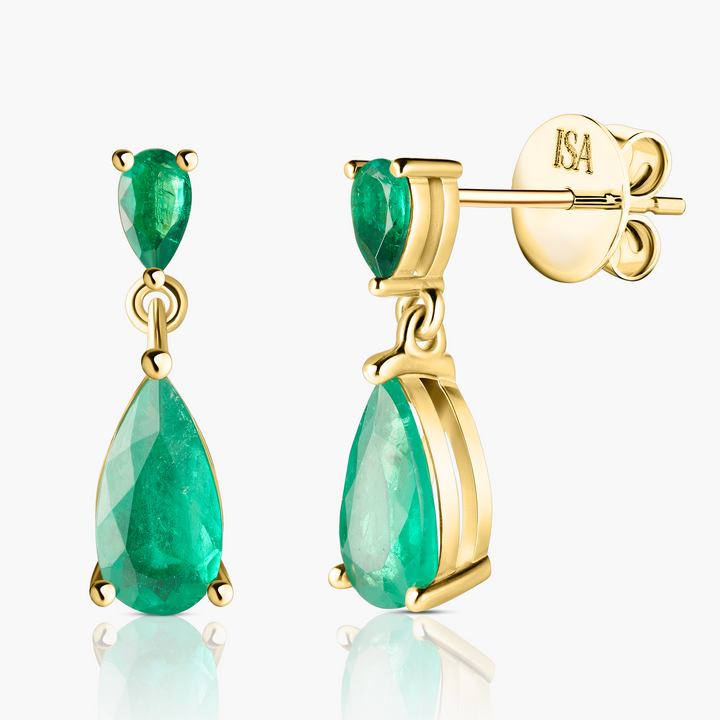 Pear Drop Emerald Studs