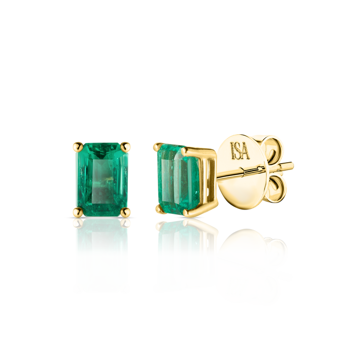 Emerald Cut Emerald Studs