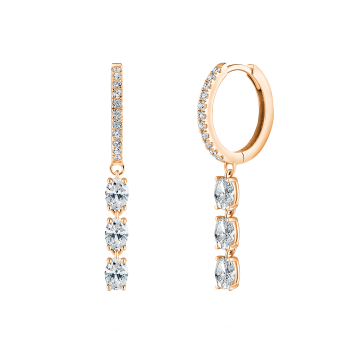 Huggie with Diamond Oval Drop