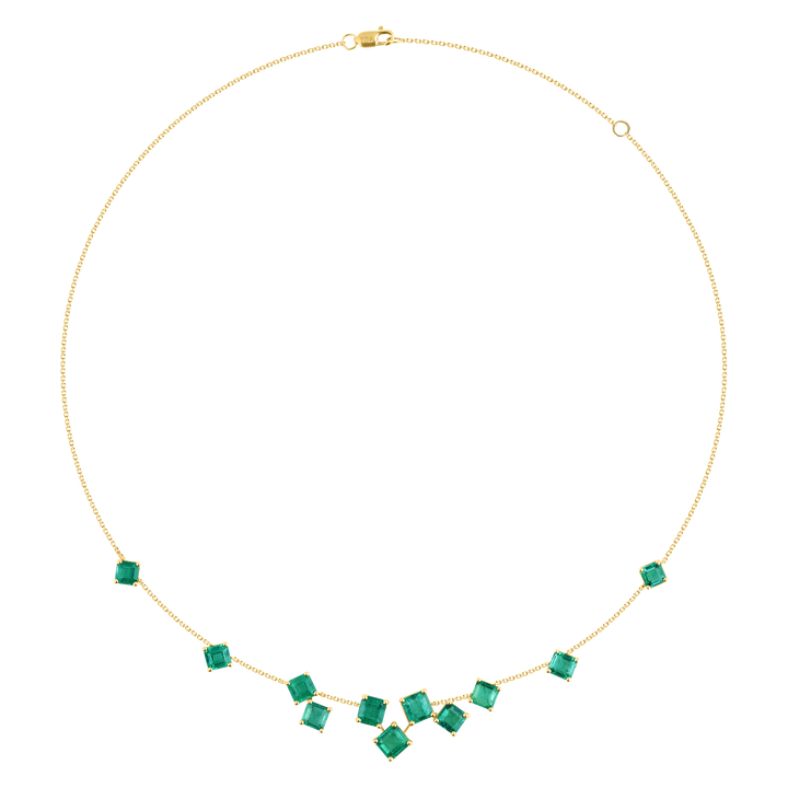 Asscher Cut Emerald Cluster Necklace