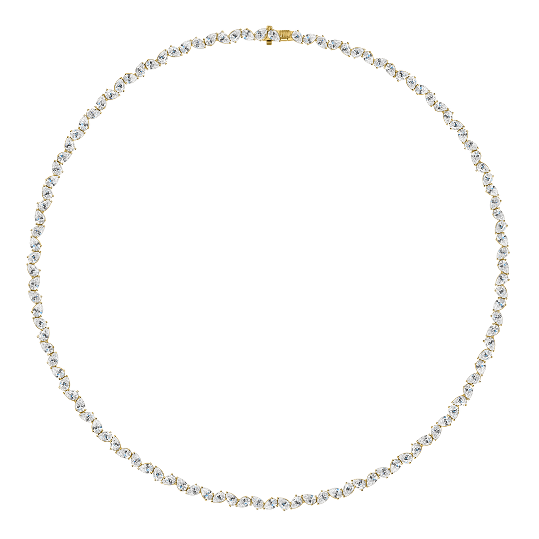 Mini Pear Diamond Multidirection Tennis Necklace