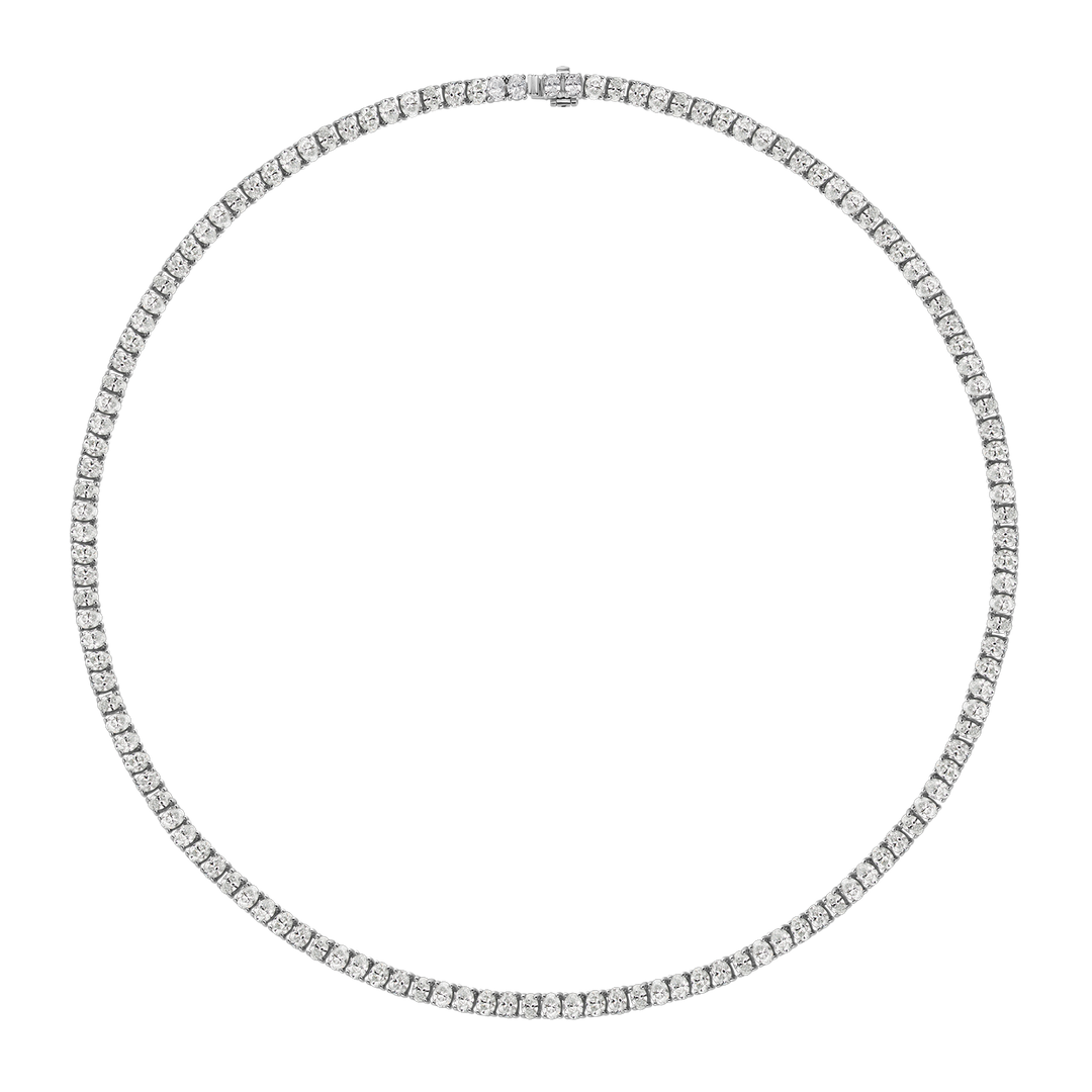 Oval Shape Diamond Tennis Necklace