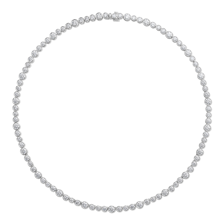 Round Bezel Diamond Tennis Necklace