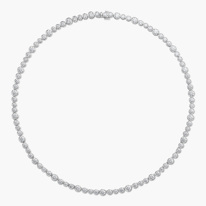 Round Bezel Diamond Tennis Necklace