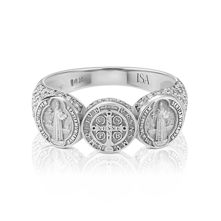 Saint Benedict Pave Coin Ring