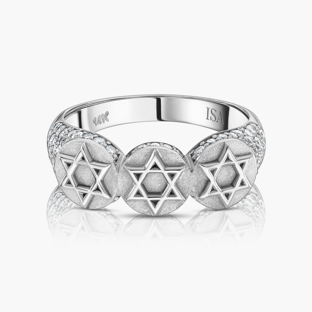 Star of David Pave Coin Ring