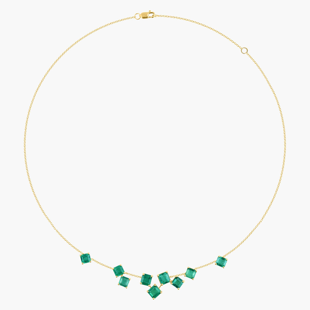 Asscher Cut Emerald Cluster Necklace
