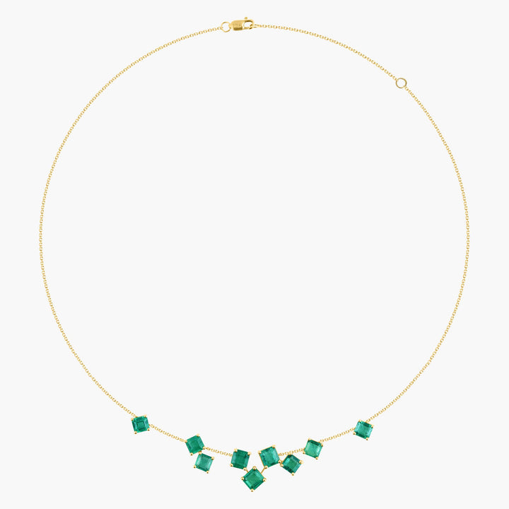 Asscher Cut Emerald Cluster Necklace
