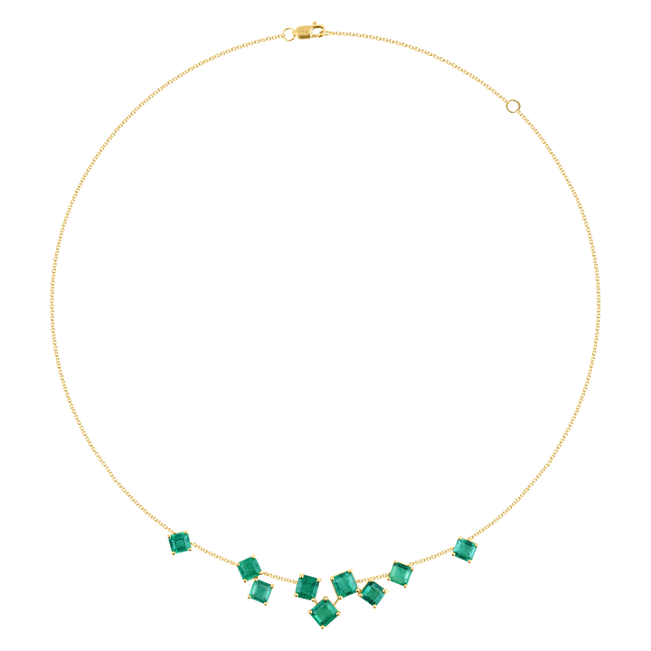 Asscher Cut Emerald Cluster Necklace