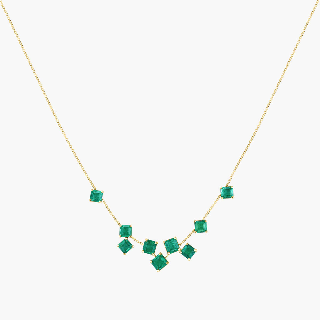 Asscher Cut Emerald Cluster Necklace
