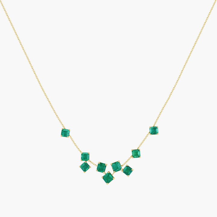 Asscher Cut Emerald Cluster Necklace