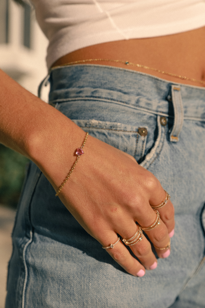 Pink Sapphire Heart Bracelet